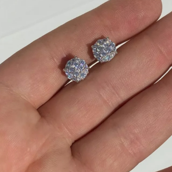 Solid 925 sterling silver cz cluster earri… - Picture 3 of 6